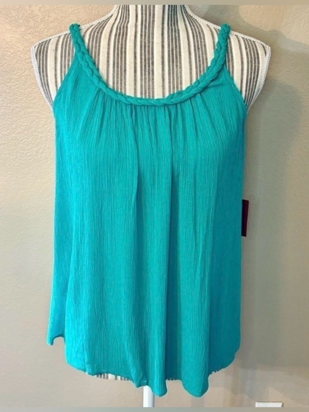 NWT Mossimo Supply Co XL Braided Strap Tank Camisole Teal Blue Seafoam Green